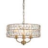antique brass plated drum pendant lights available in two sizes with clear glass faceted shades and adjustable chains