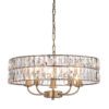 antique brass plated drum pendant lights available in two sizes with clear glass faceted shades and adjustable chains