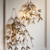 antique gold metal mistletoe bunches available in two sizes covered in warm white LED lights