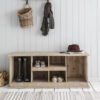 rustic wooden shoe and boot storage unit with six compartments
