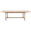 handcrafted extendable oak rectangle dining table seating eight people with decorative bobbin legs