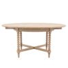 handcrafted extendable oak round dining table seating six people with decorative bobbin legs