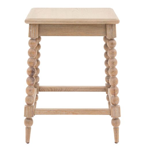handcrafted square oak side table with tapered bobbin legs