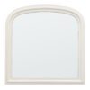 large wooden overmantle wall mirror with an arched top, delicate beaded frame and stone white painted finish