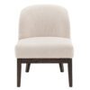 small oak framed occasional chair with a curved back upholstered in a cosy textured cream fabric