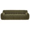 large three-seater retro-inspired contemporary green sofa with a curved design and wide ribbing