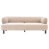 large contemporary cream three-seater sofa with dark wood legs