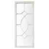cream rectangular slim outdoor garden mirror with decorative window pane design