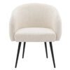 cream tub chair with a textured fabric and contrasting sleek black legs