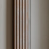 decorative rectangle wall mirror with a stepped ribbed wide frame and antique gold finish