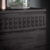 large three door wooden sideboard with two drawers and charcoal black finish