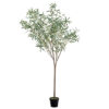 large artificial green potted olive tree