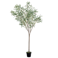 large artificial green potted olive tree