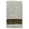 faux mohair throw with a herringbone patter and long fringing in olive green