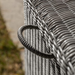 large outdoor PE wicker rattan style storage box finished in a slate grey