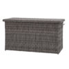 large outdoor PE wicker rattan style storage box finished in a slate grey