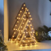 set of three rustic wooden christmas trees with a white wash finish and led warm white lights - battery operated