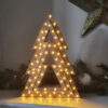 set of three rustic wooden christmas trees with a white wash finish and led warm white lights - battery operated