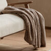warm taupe, super soft, chunky knitted chenille luxurious throw